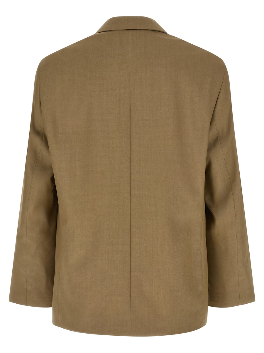 Lemaire Green Wool-Blend Double-Breasted Blazer For Men With Timeless Tailoring And Versatility