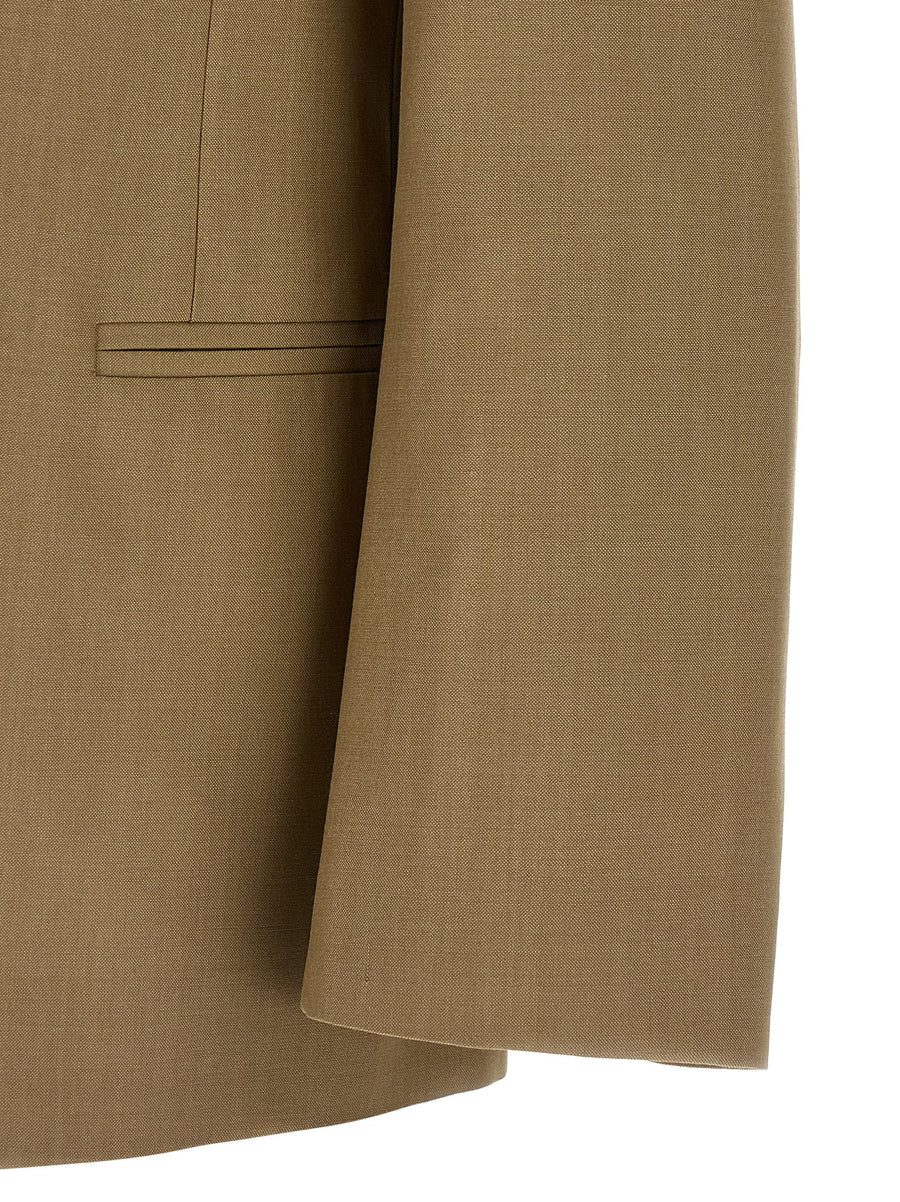Lemaire Green Wool-Blend Double-Breasted Blazer For Men With Timeless Tailoring And Versatility
