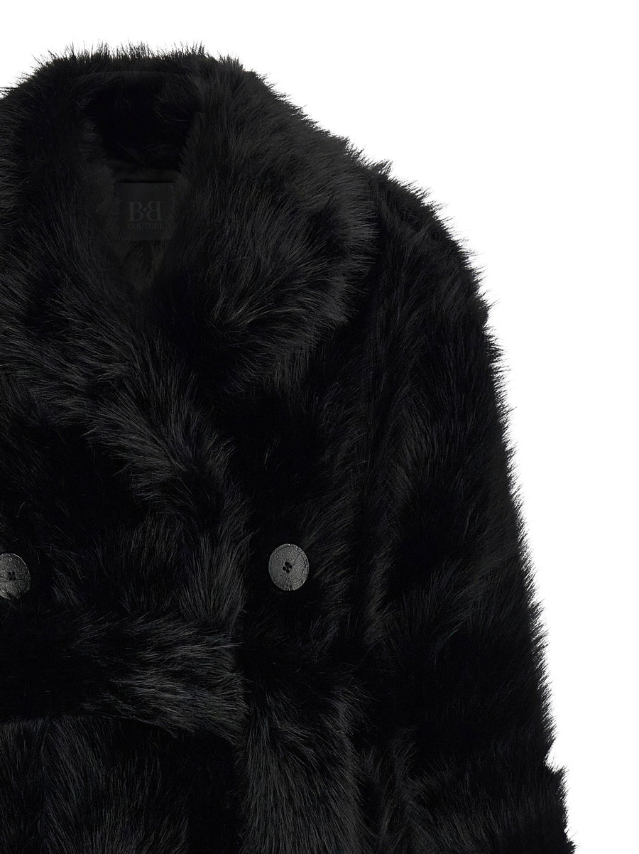 B&B Couture Jackie Eco-fur Trench Coat