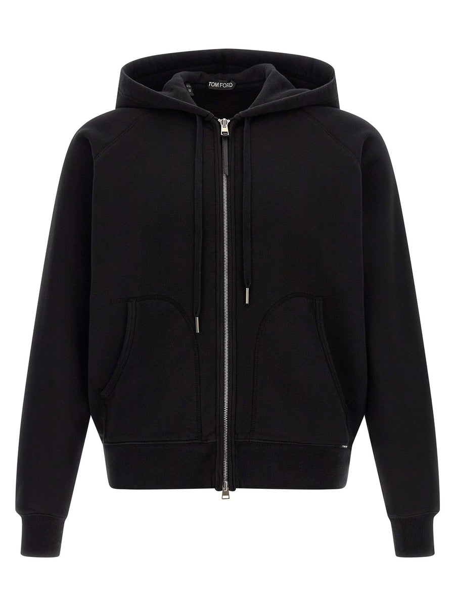 Tom Ford Cotton Hoodie Black 100 Percent Cotton Fleece Lined Zip Front Closure