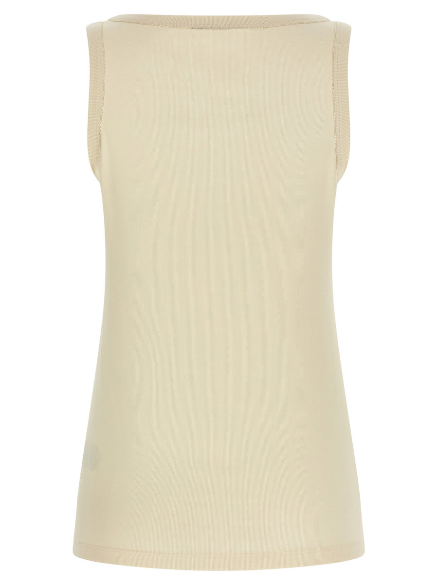 Fabiana Filippi Diamond Wire Top Beige Ribbed Cotton Jersey