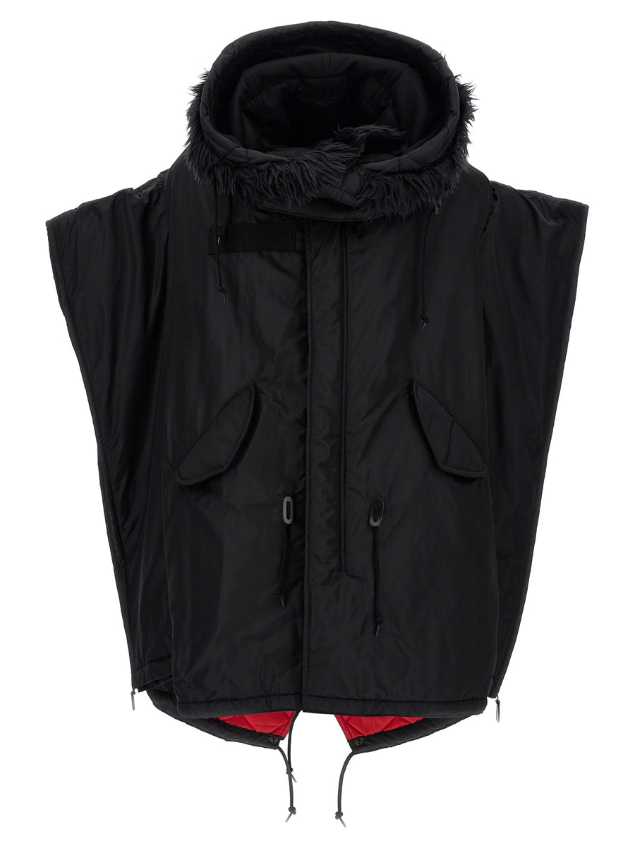 Junya Watanabe Oversize Puffer Jacket For Women Warmth Down Padding Removable Hood