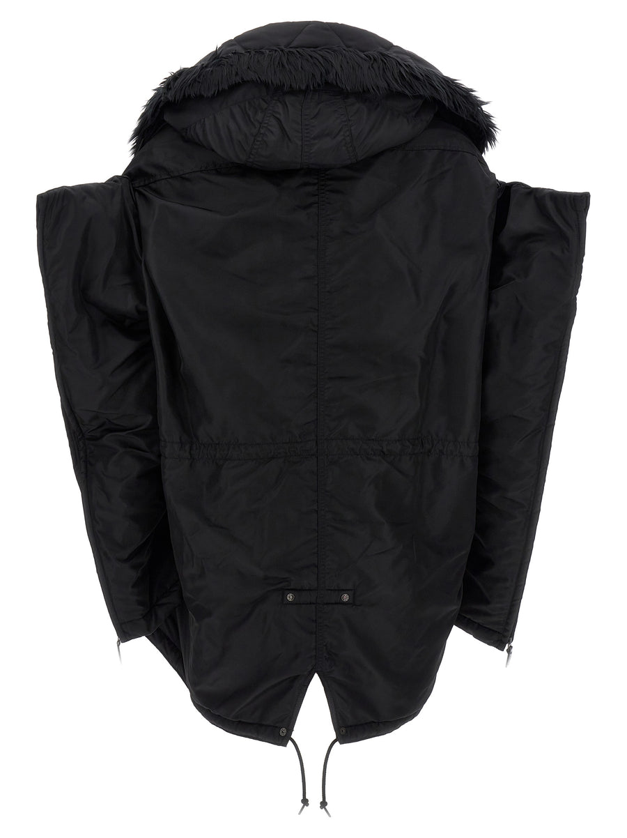 Junya Watanabe Oversize Puffer Jacket For Women Warmth Down Padding Removable Hood