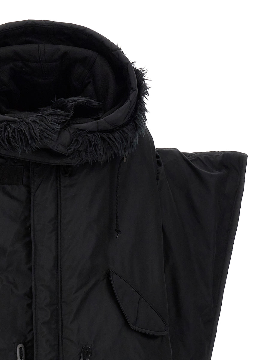 Junya Watanabe Oversize Puffer Jacket For Women Warmth Down Padding Removable Hood