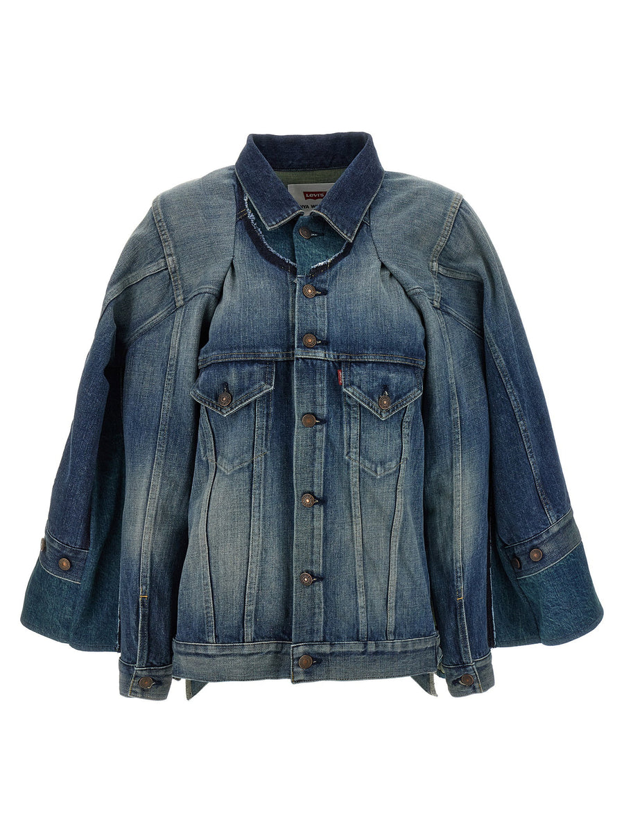 Denim Jacket Junya Watanabe X Levi's Convertible Cape Vest With Patchwork Detail For Women
