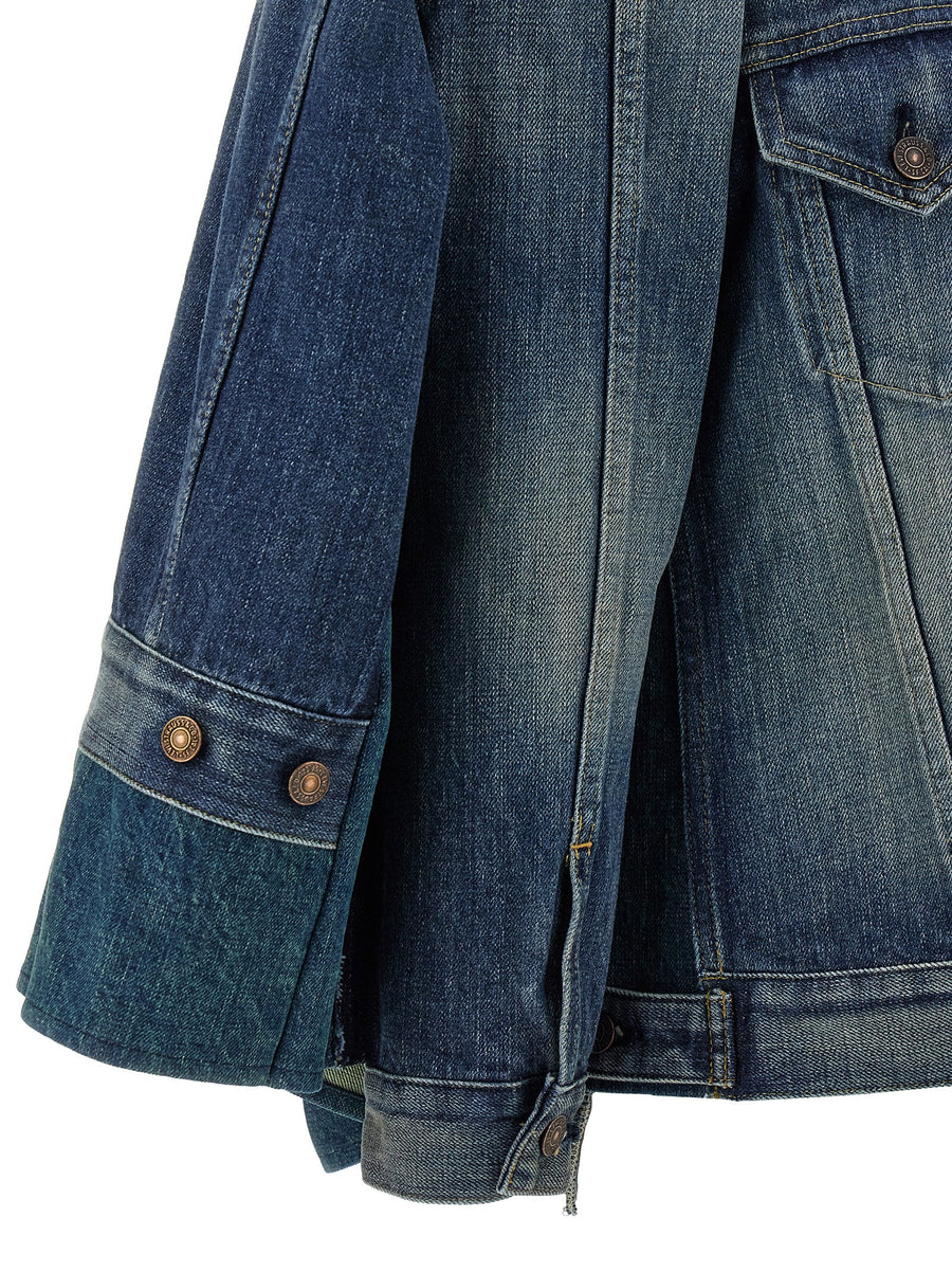 Denim Jacket Junya Watanabe X Levi's Convertible Cape Vest With Patchwork Detail For Women