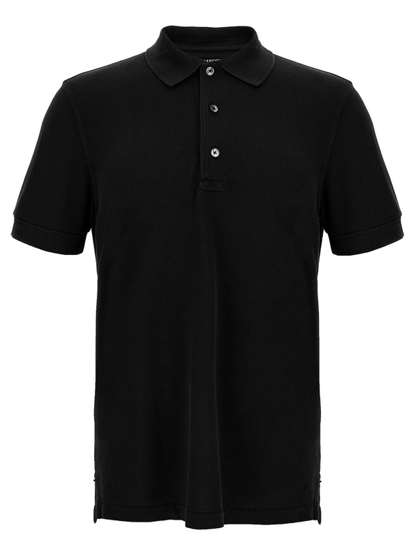 Tom Ford Black Pique Polo Shirt Lyocell Cotton Blend