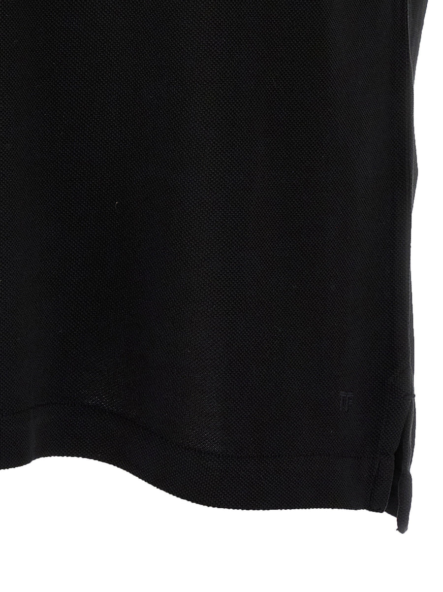 Tom Ford Black Pique Polo Shirt Lyocell Cotton Blend