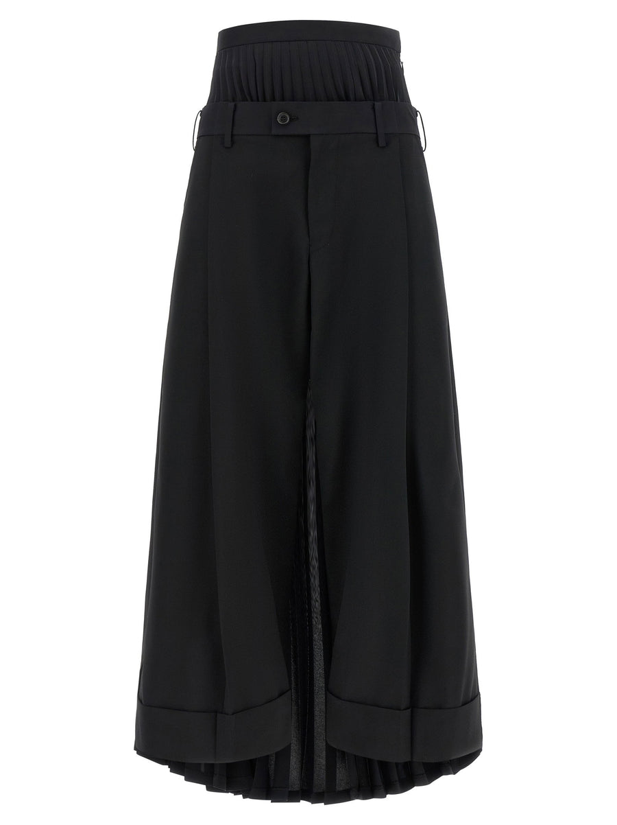 Junya Watanabe Black Pleated Wool Blend Trousers for Women