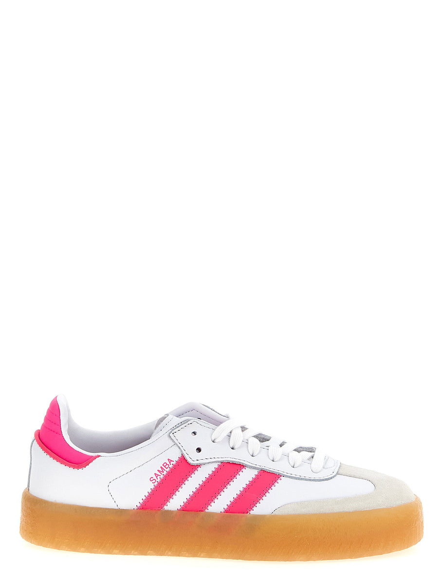 Adidas Originals Sambae Sneakers Unisex Premium Calfskin Leather With Bold Fuchsia Detailing