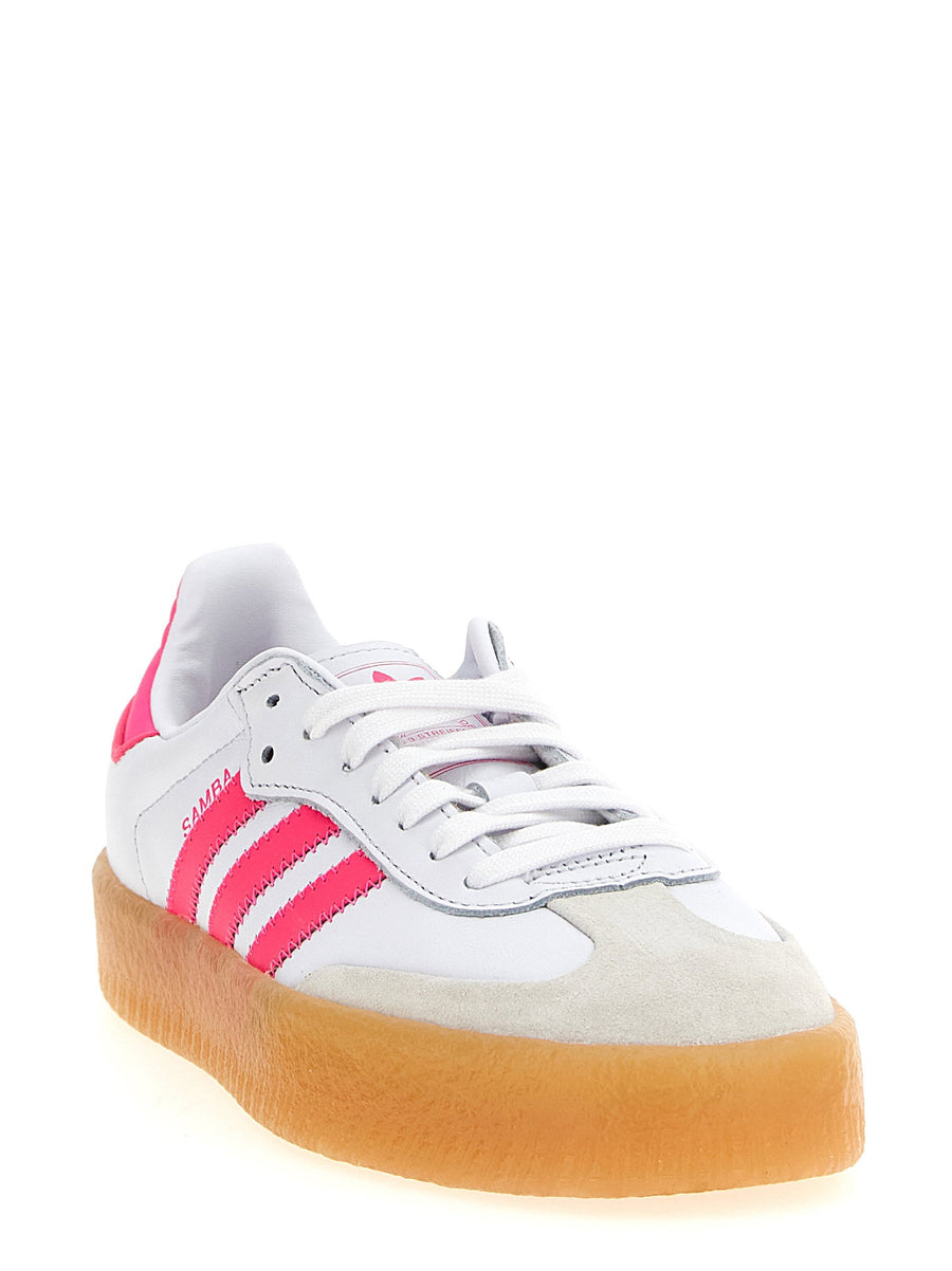 Adidas Originals Sambae Sneakers Unisex Premium Calfskin Leather With Bold Fuchsia Detailing