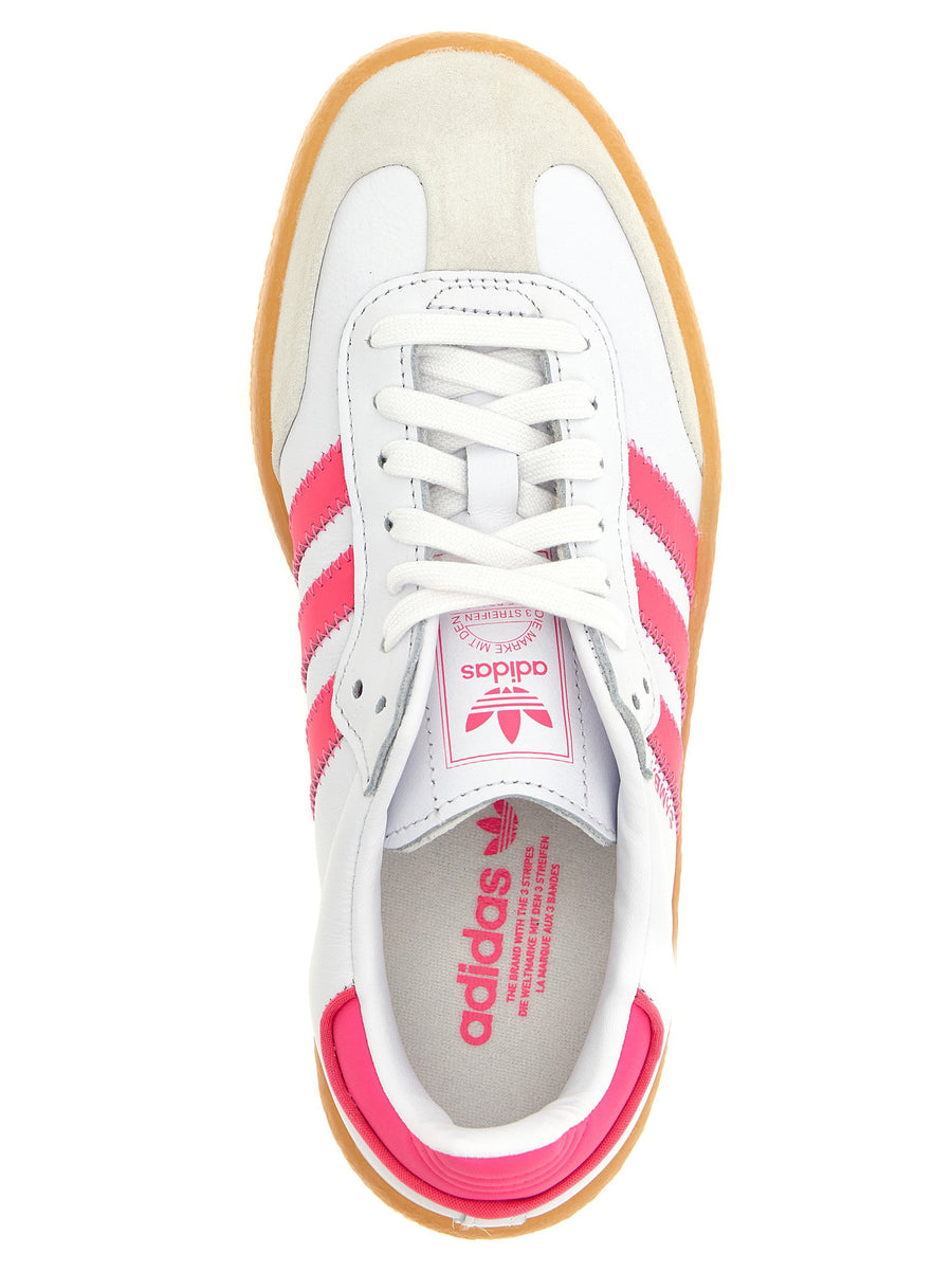 Adidas Originals Sambae Sneakers Unisex Premium Calfskin Leather With Bold Fuchsia Detailing