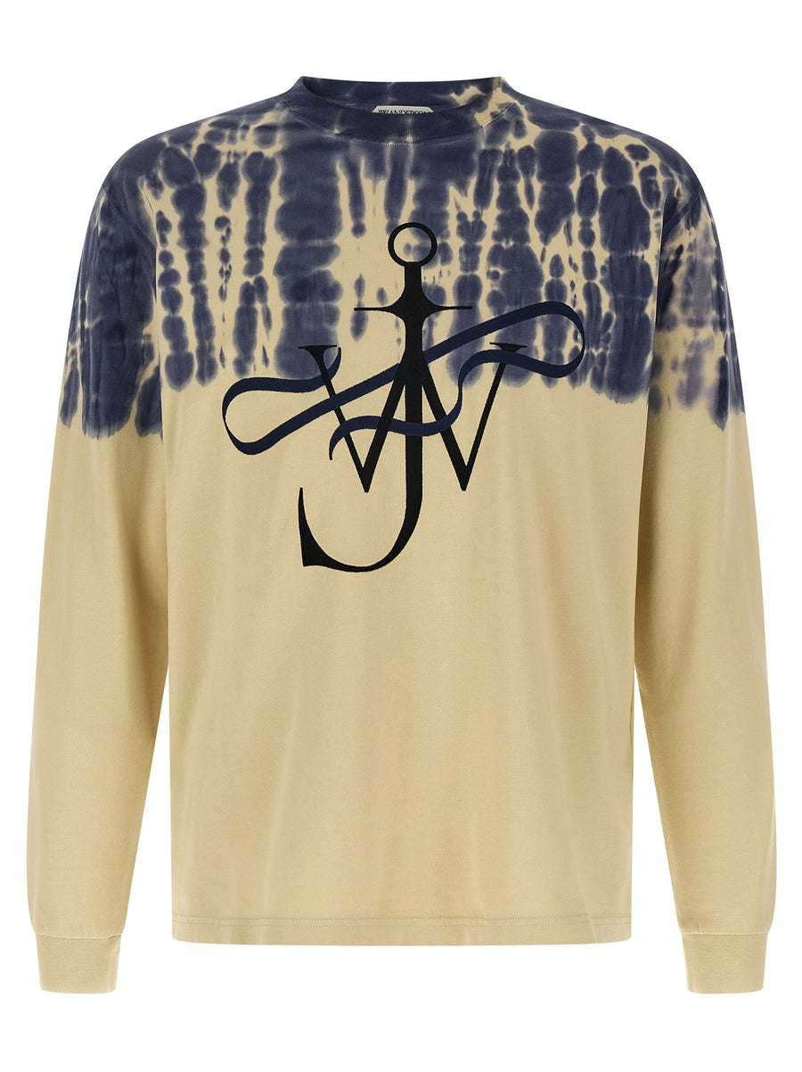 J.w.anderson Ribbon Anchor Maxi Embroidery Tie Dye T Shirt Premium Cotton For Men Relaxed Fit