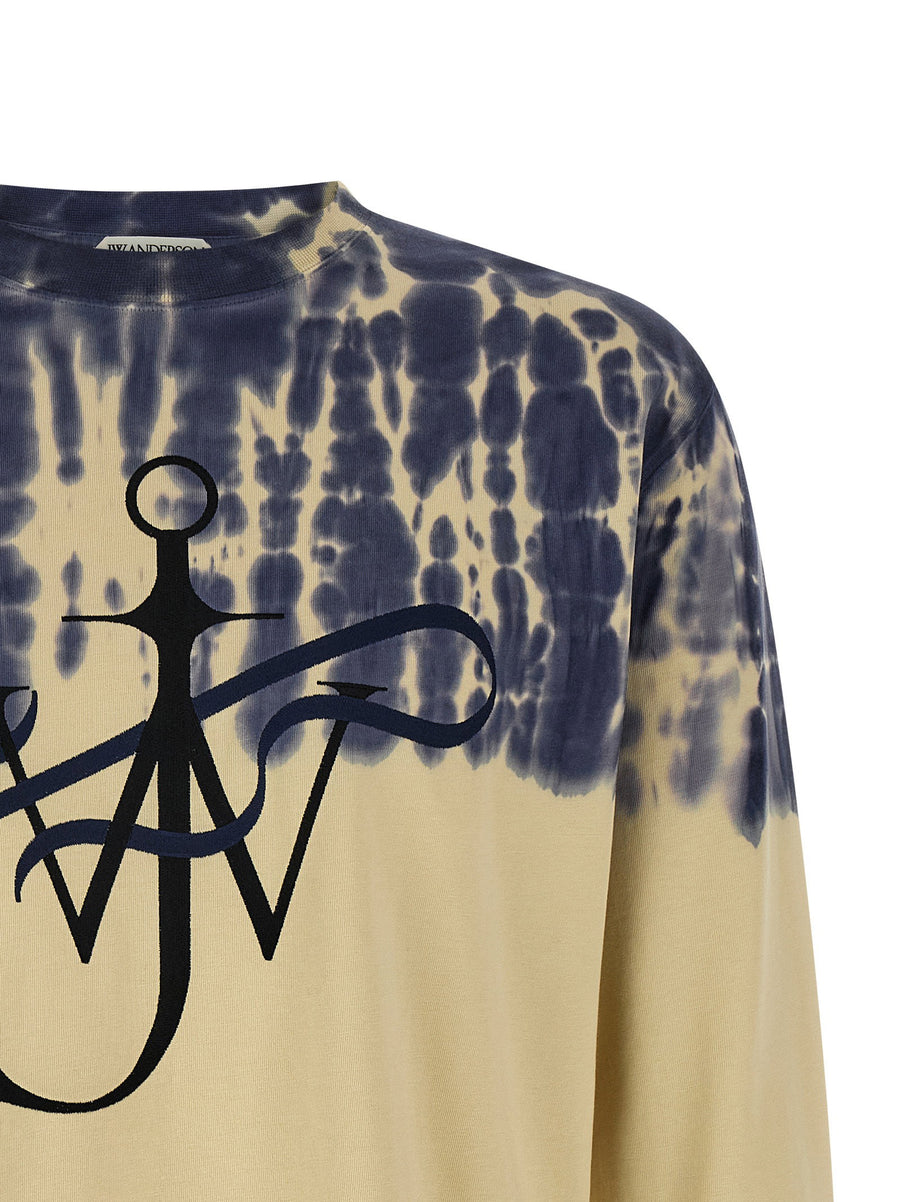 J.w.anderson Ribbon Anchor Maxi Embroidery Tie Dye T Shirt Premium Cotton For Men Relaxed Fit