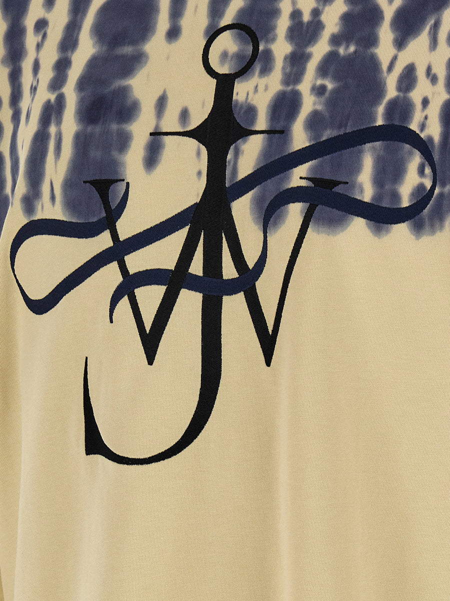 J.w.anderson Ribbon Anchor Maxi Embroidery Tie Dye T Shirt Premium Cotton For Men Relaxed Fit