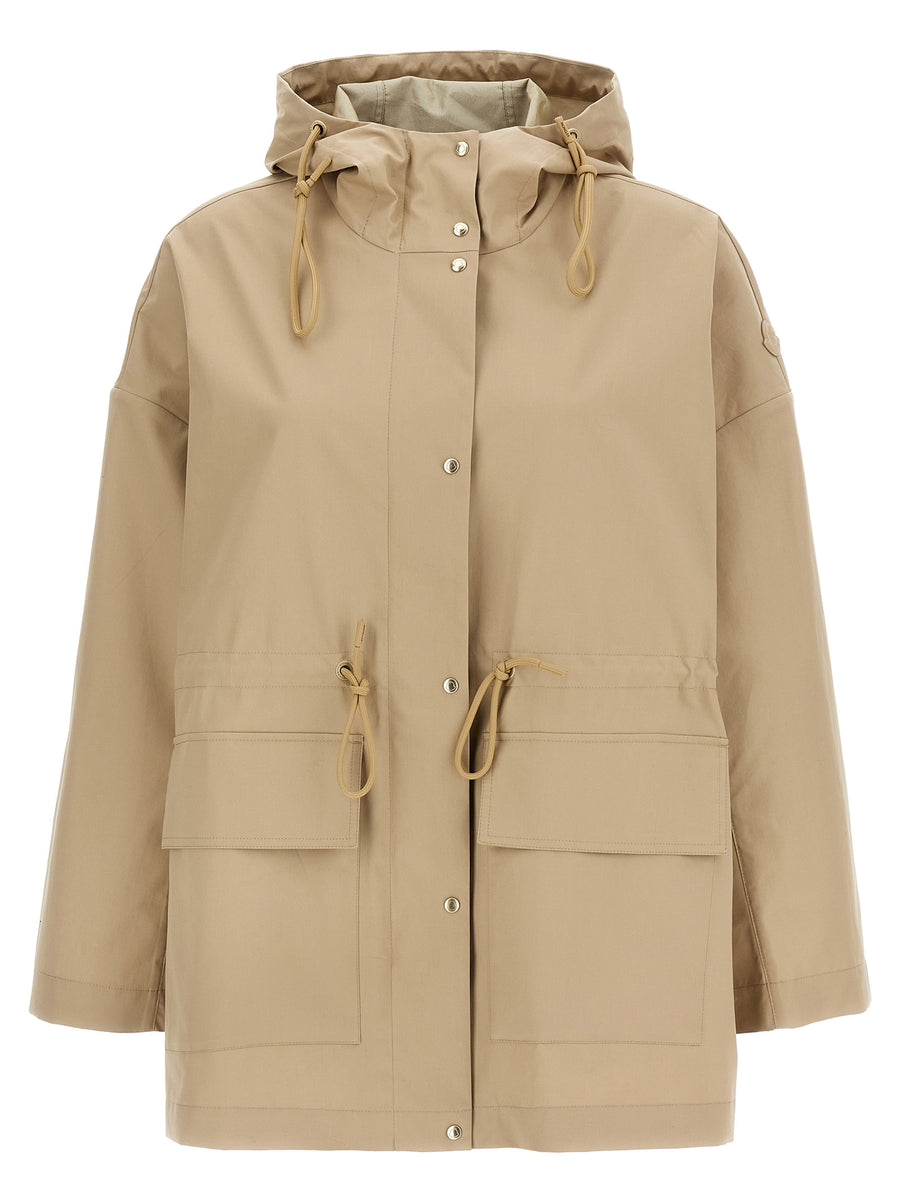 Moncler Gaillon Parka For Women Premium Three Layer Cotton Weatherproof Beige Oversized Fit Travel Ready