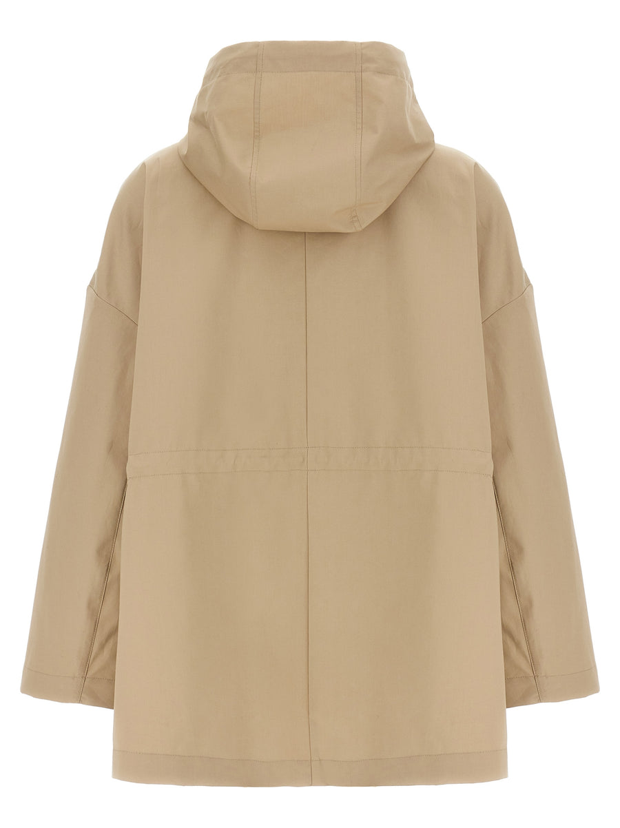 Moncler Gaillon Parka For Women Premium Three Layer Cotton Weatherproof Beige Oversized Fit Travel Ready