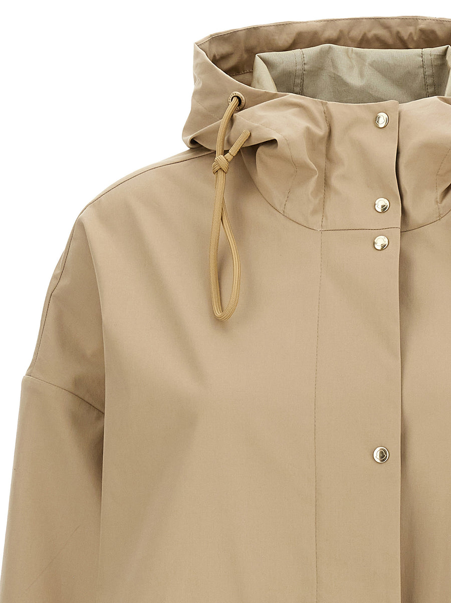 Moncler Gaillon Parka For Women Premium Three Layer Cotton Weatherproof Beige Oversized Fit Travel Ready