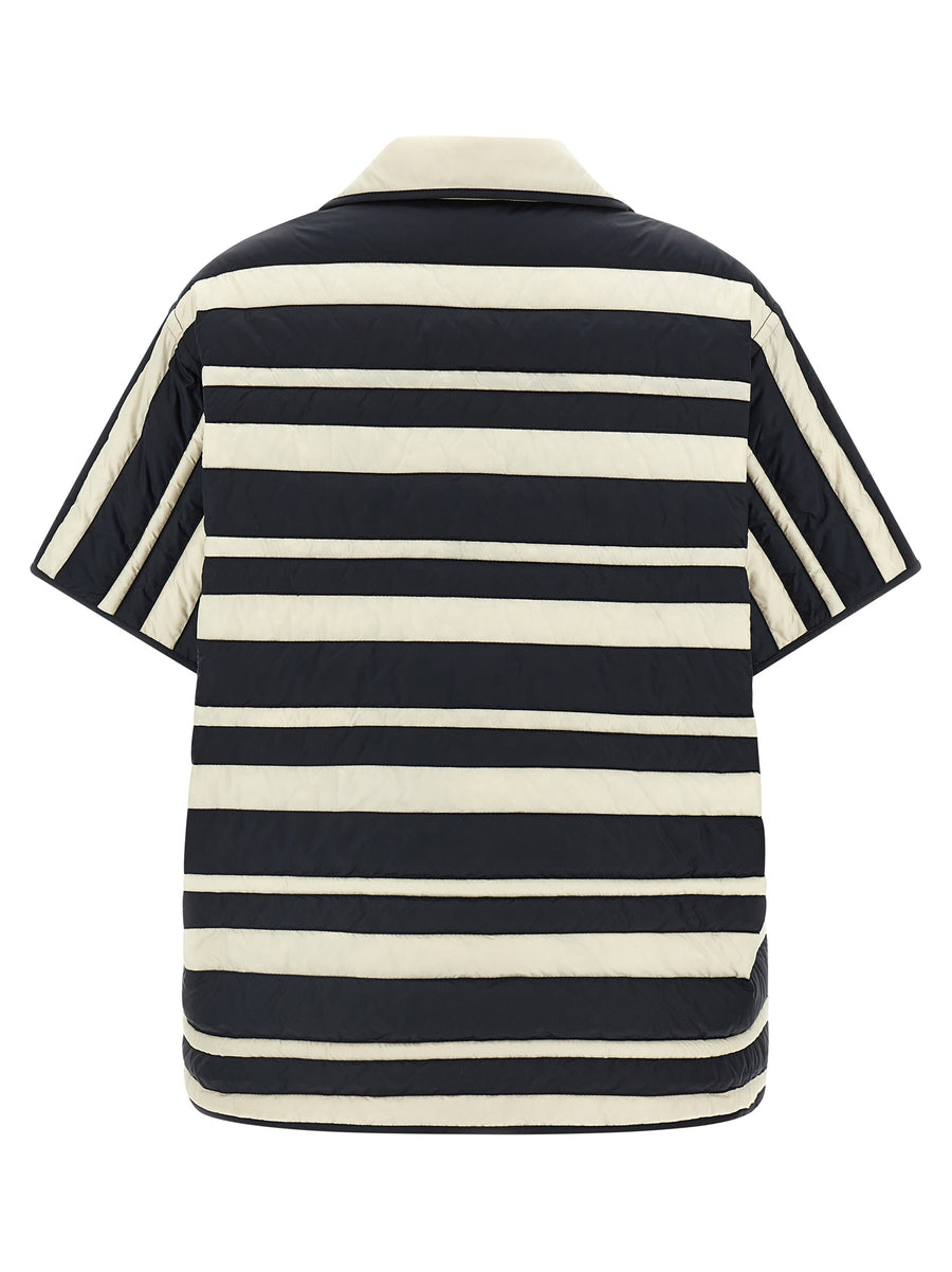 Moncler Striped Shirt For Women Lightweight Luxury With Feather Padding And Technical Fabric