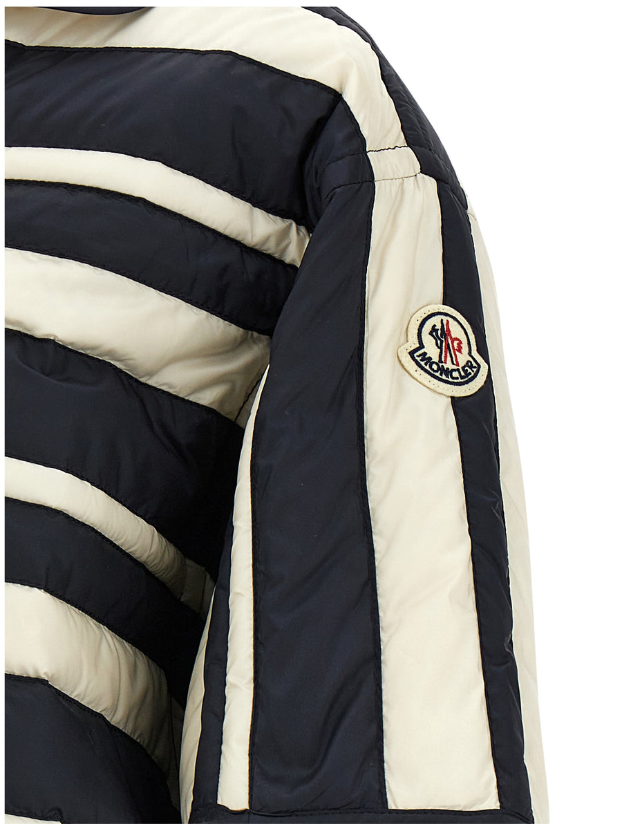 Moncler Striped Shirt For Women Lightweight Luxury With Feather Padding And Technical Fabric
