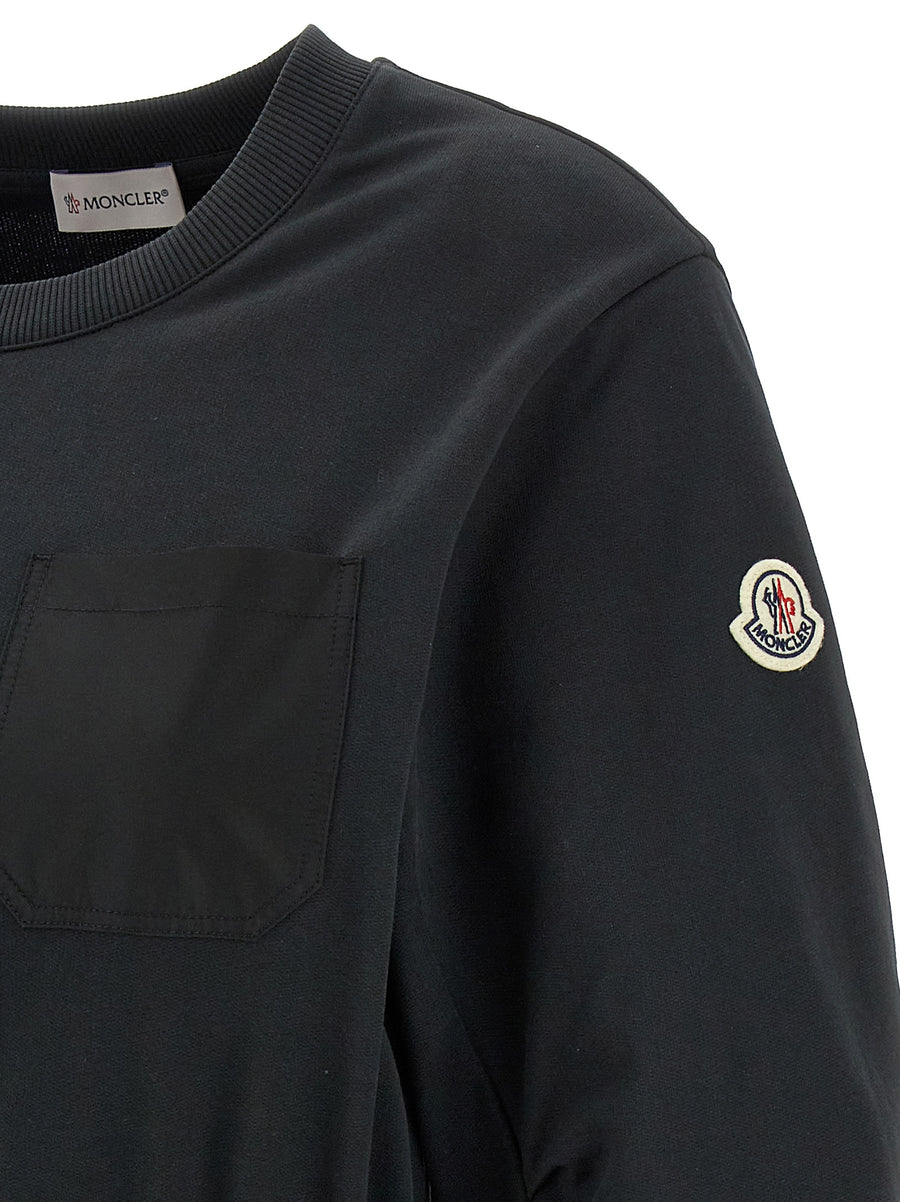 Moncler Two Material Dress For Women With Soft Brushed Cotton Top And Balloon Skirt Luxury City Ready