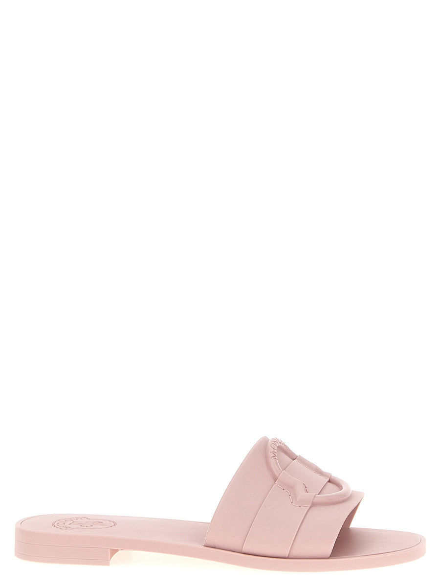 Moncler Pink Mon Slides Women Sandals EU Size 100 Percent Elastane