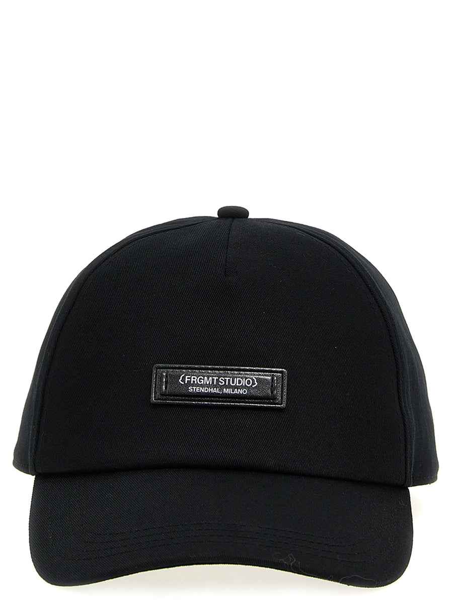 Moncler Genius Frgmt Cap For Men Black Leather Logo Adjustable Strap Luxury Streetwear