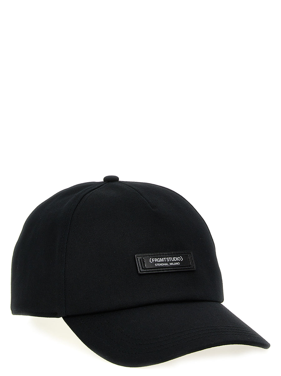 Moncler Genius Frgmt Cap For Men Black Leather Logo Adjustable Strap Luxury Streetwear