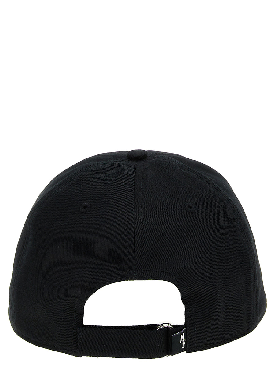 Moncler Genius Frgmt Cap For Men Black Leather Logo Adjustable Strap Luxury Streetwear