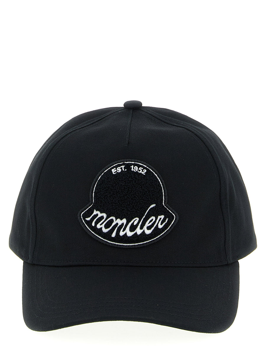 Moncler Baseball Cap For Men, Luxury 100% Cotton, Adjustable Back Strap, Black, Front Logo Patch, One Size