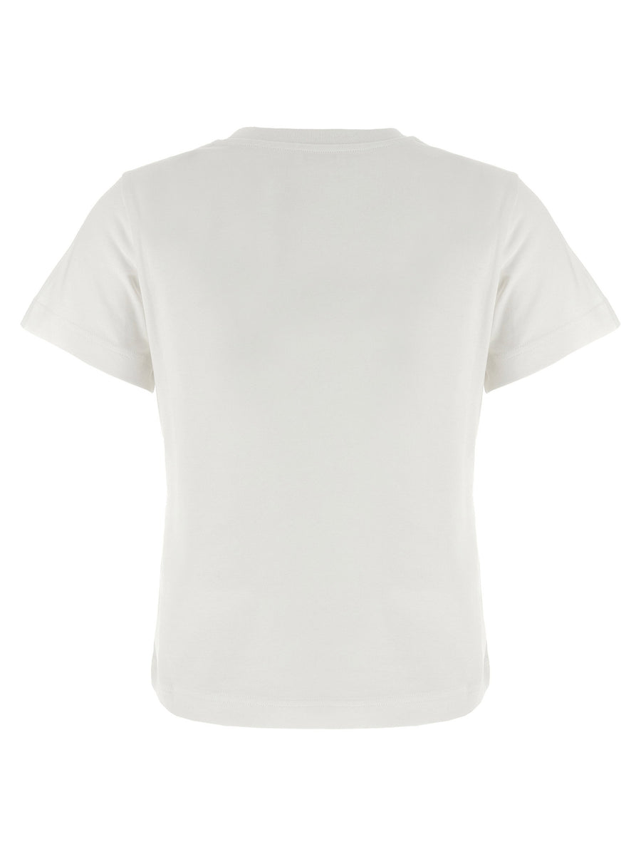 Moncler White Cotton Embroidery T Shirt Crew Neck Short Sleeve Women