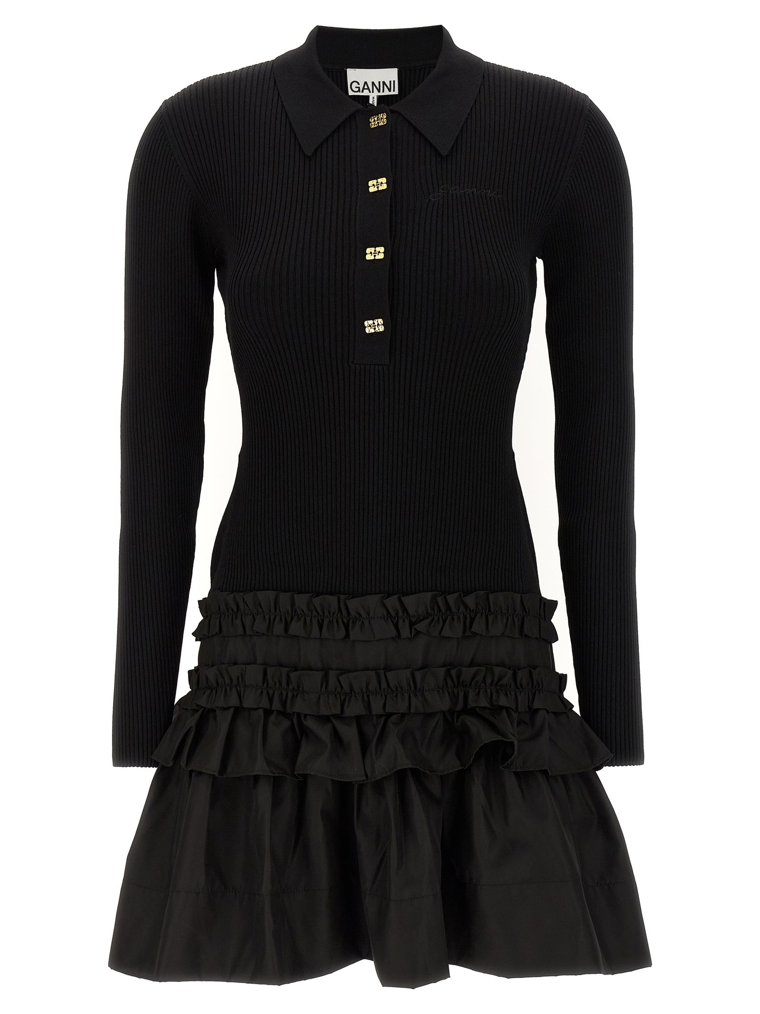 Ganni Melange Rib Knit Mini Dress