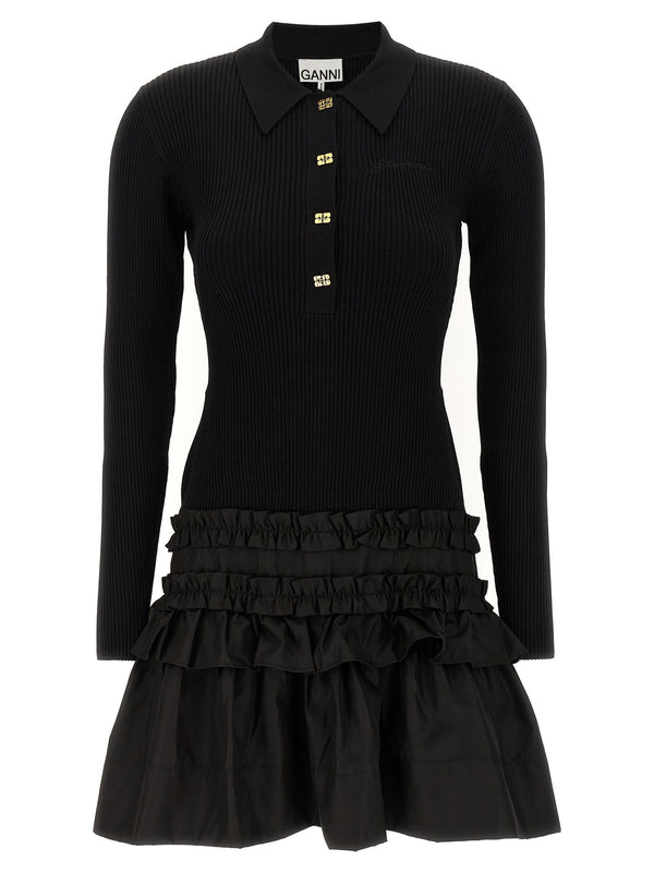 Ganni Melange Rib Knit Mini Dress