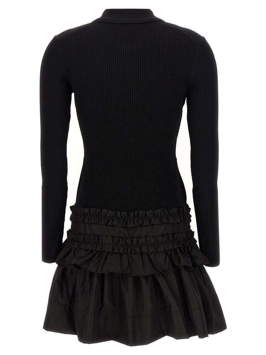 Ganni Melange Rib Knit Mini Dress For Women Polished Polo Inspired Day To Night Black Chic