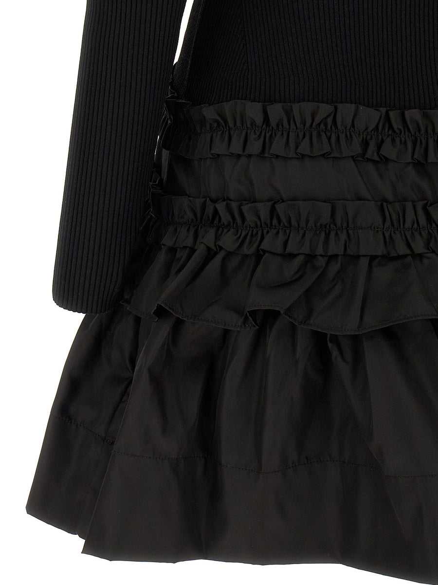 Ganni Melange Rib Knit Mini Dress For Women Polished Polo Inspired Day To Night Black Chic