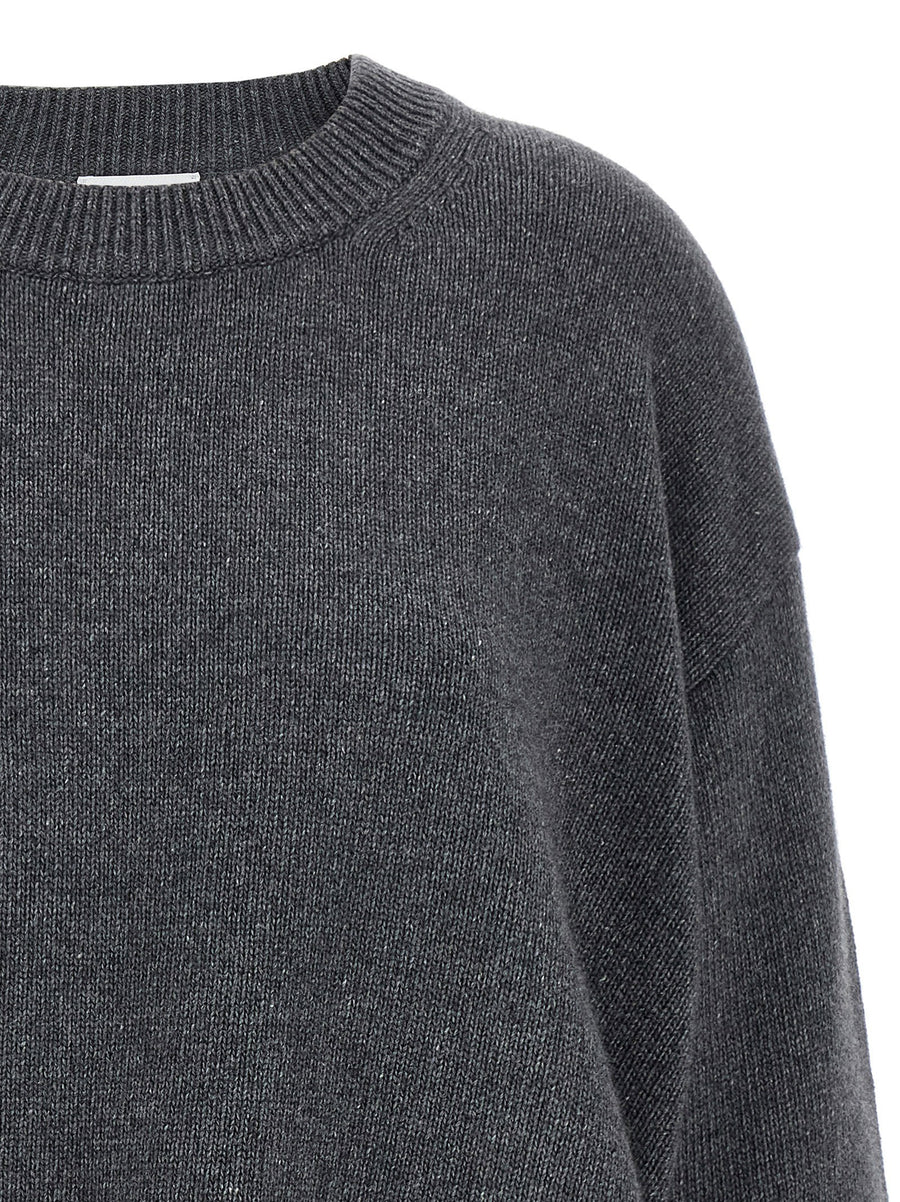 Ganni Side Laces Sweater For Women Gray Wool Blend Layering Essential With Adjustable Side Laces