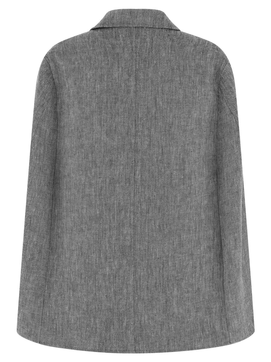 Federica Bonifaci Single Breasted Cape For Women Gray Linen Tailored Silhouette Everyday
