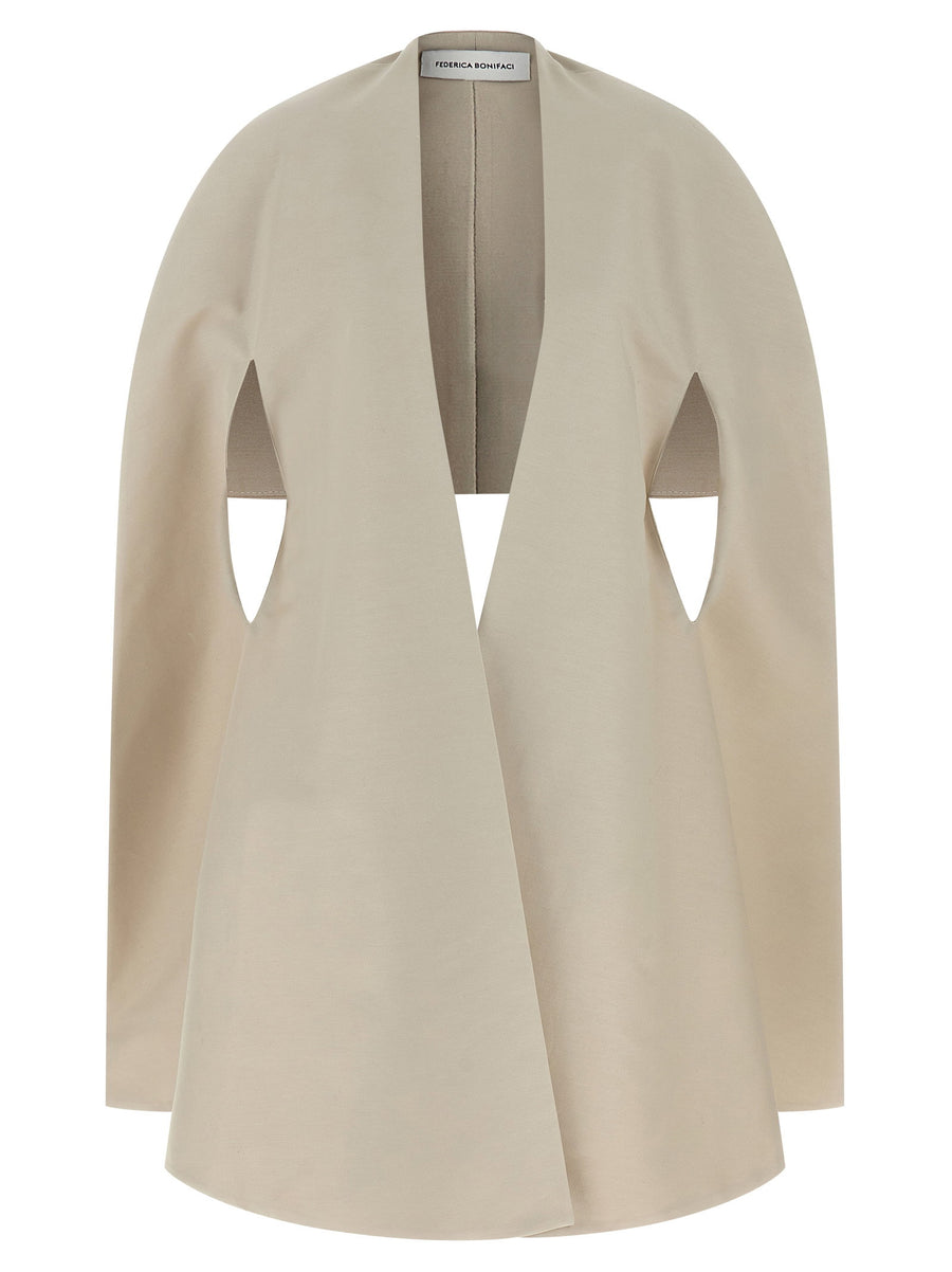 Federica Bonifaci Asymmetrical Cape For Women In Gray Shaved Cotton Canvas No Closure One Size Bold