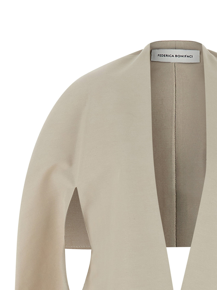 Federica Bonifaci Asymmetrical Cape For Women In Gray Shaved Cotton Canvas No Closure One Size Bold