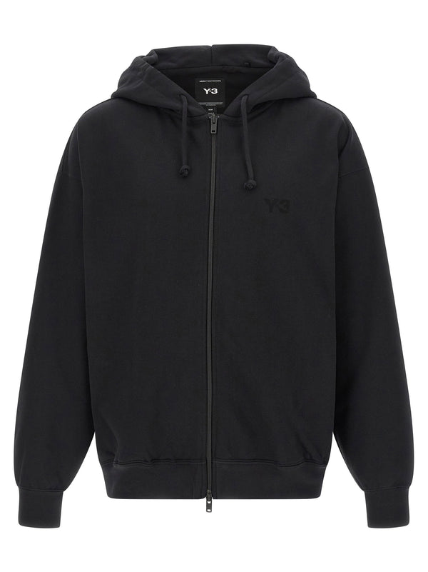 Y-3 Brushed Terry Zip Hoodie For Women Soft Warmth Front Zip Satin Thermal Logo Print