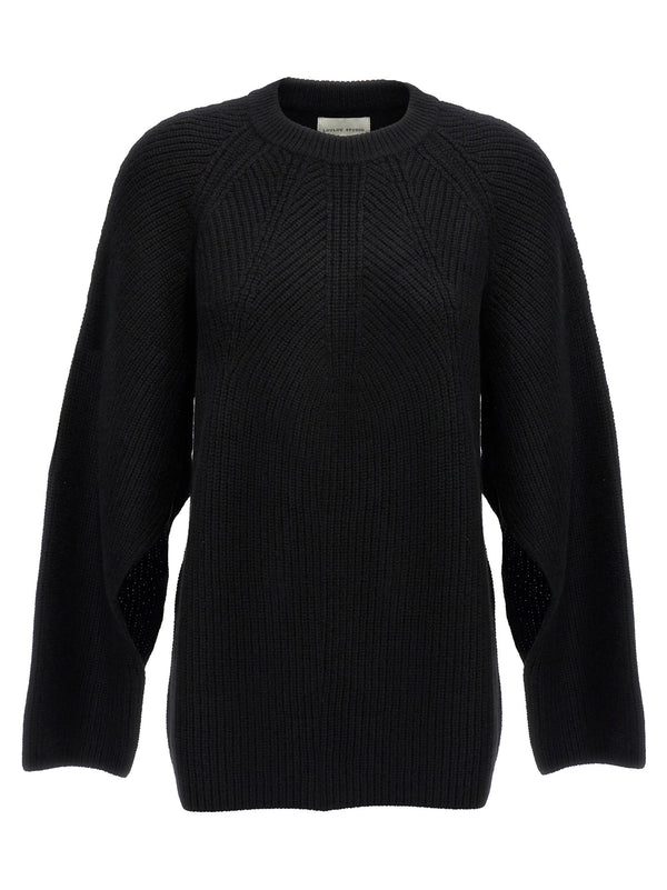 Loulou De Saison Kawa Cashmere Sweater For Women, Luxurious 100% Cashmere, Modern Crew Neck With Cutout Details