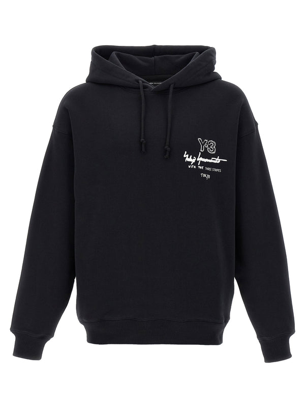 Y-3 Graphic Front Hoodie For Women With Brushed Cotton Interior And Front Print For Cozy Luxury Streetwear