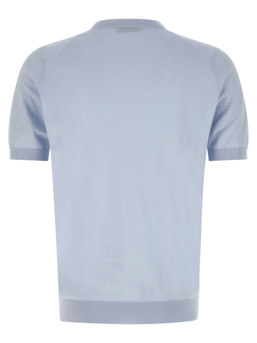 John Smedley Kempton Sea Island Cotton T Shirt For Men Premium Everyday Essential Light Blue