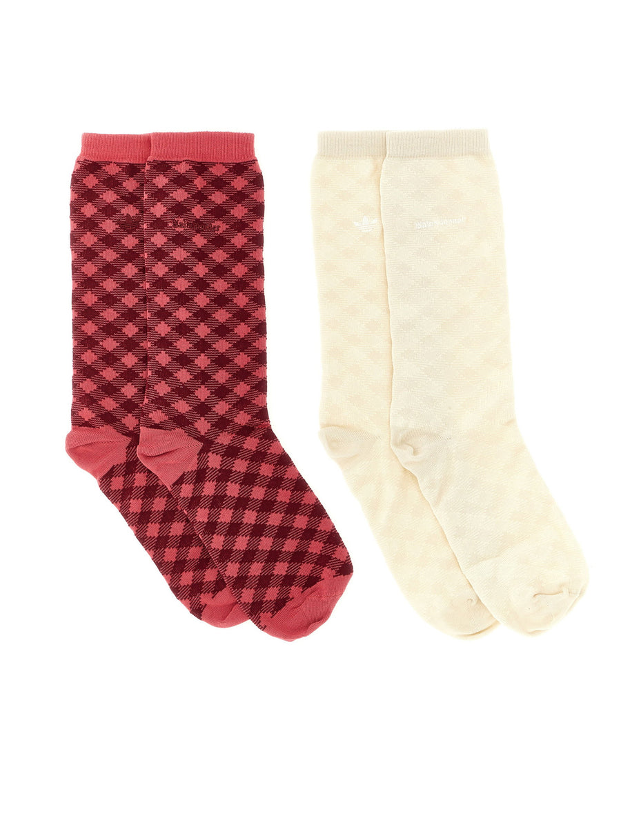 Adidas Originals Wales Bonner Premium Socks 2 Pack Jacquard Cotton Blend For Women