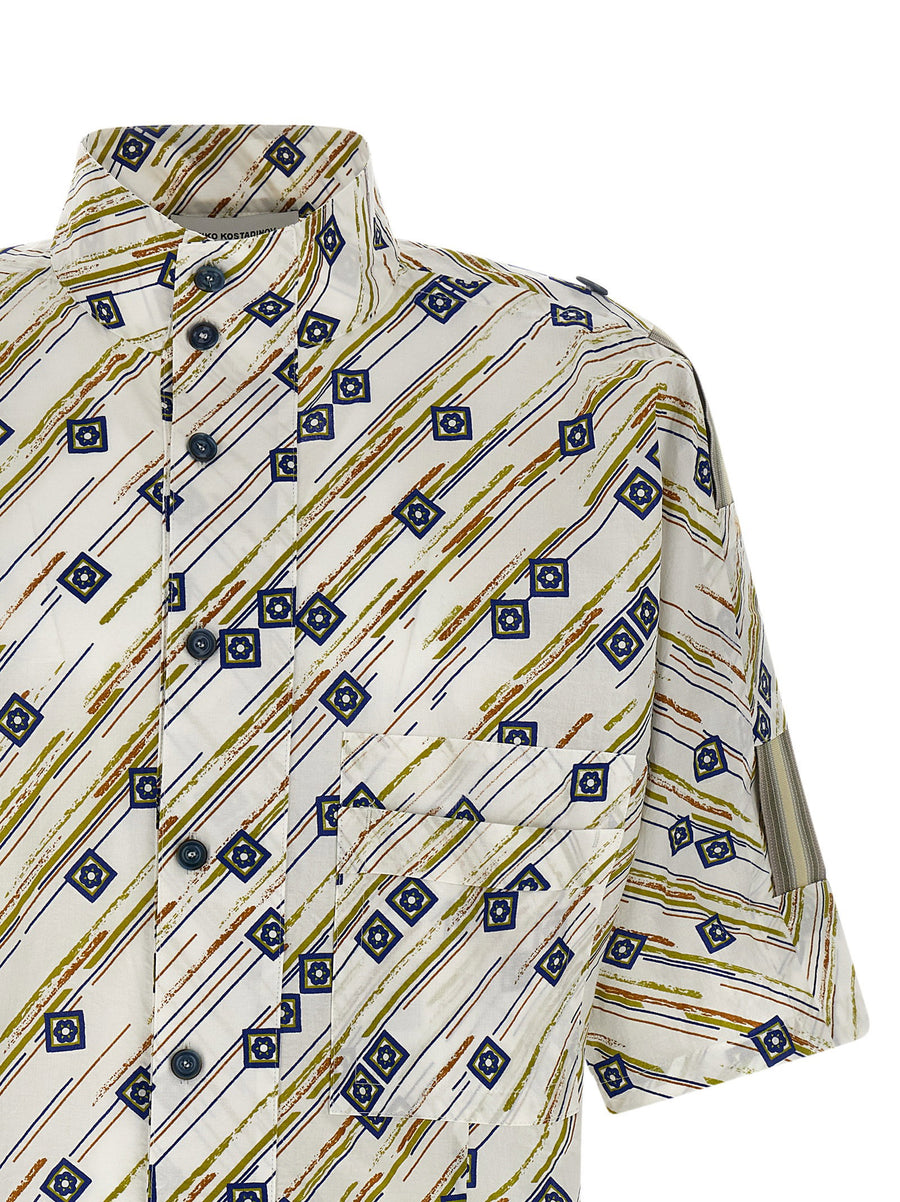 Kiko Kostadinov Gabor Shirt Multicolor Italian Cotton Puffy Texture Graphic Print For Women