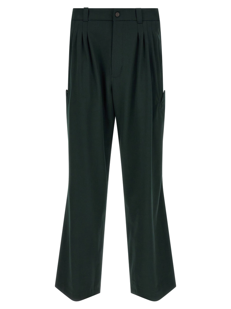 Kiko Kostadinov Andras Pants Green Virgin Wool Trousers For Women Refined Contemporary Silhouette