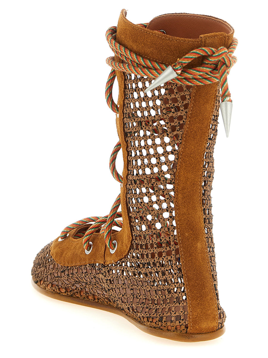 Kiko Kostadinov Reticella Ankle Boots For Women Mesh And Suede Texture With Architectural Bold Silhouette