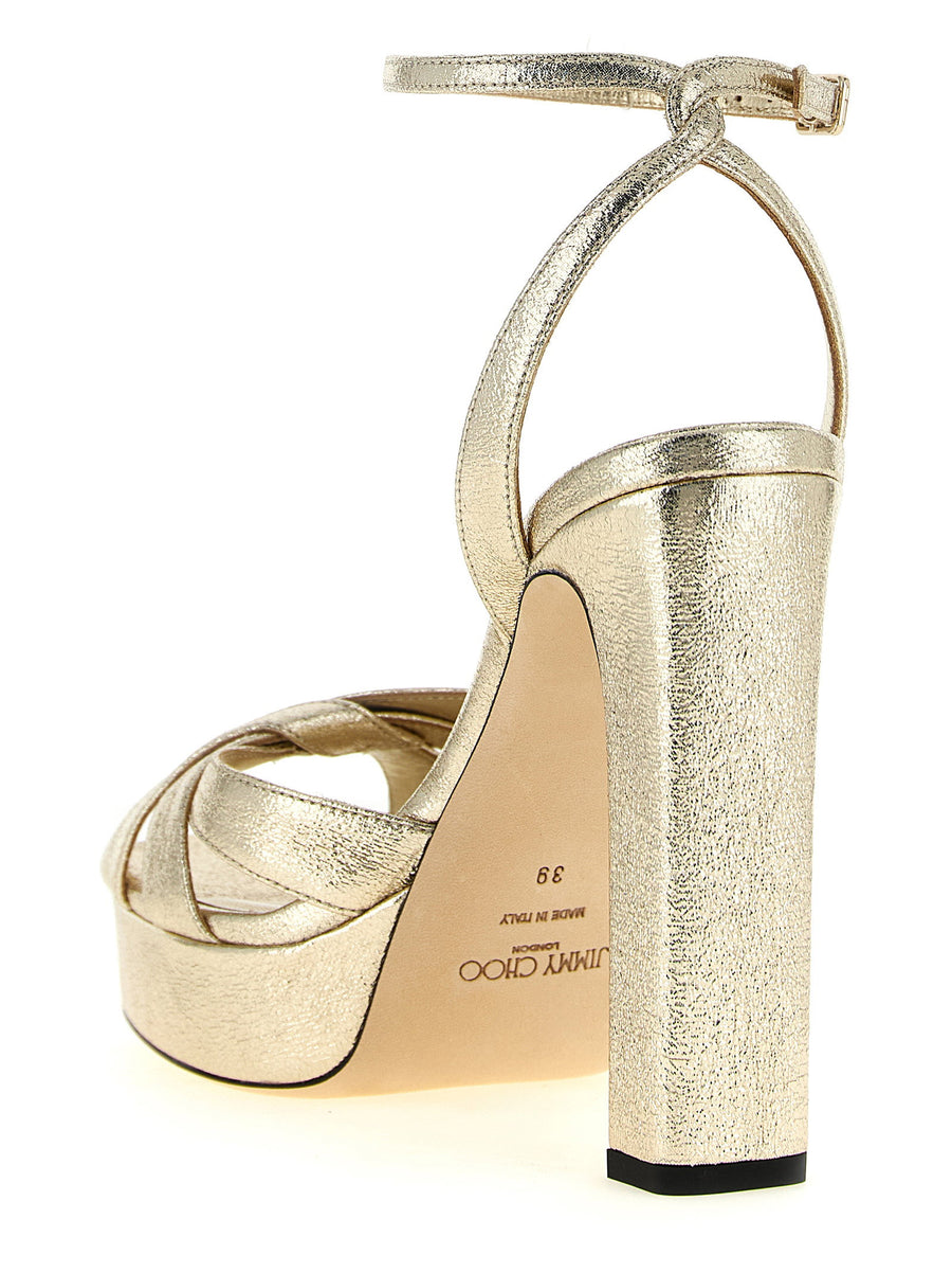 Jimmy Choo Kove Sandals Gold 12 cm Heel Platform Open Toe