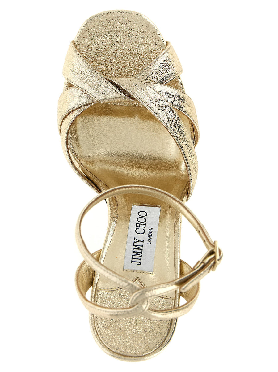 Jimmy Choo Kove Sandals Gold 12 cm Heel Platform Open Toe