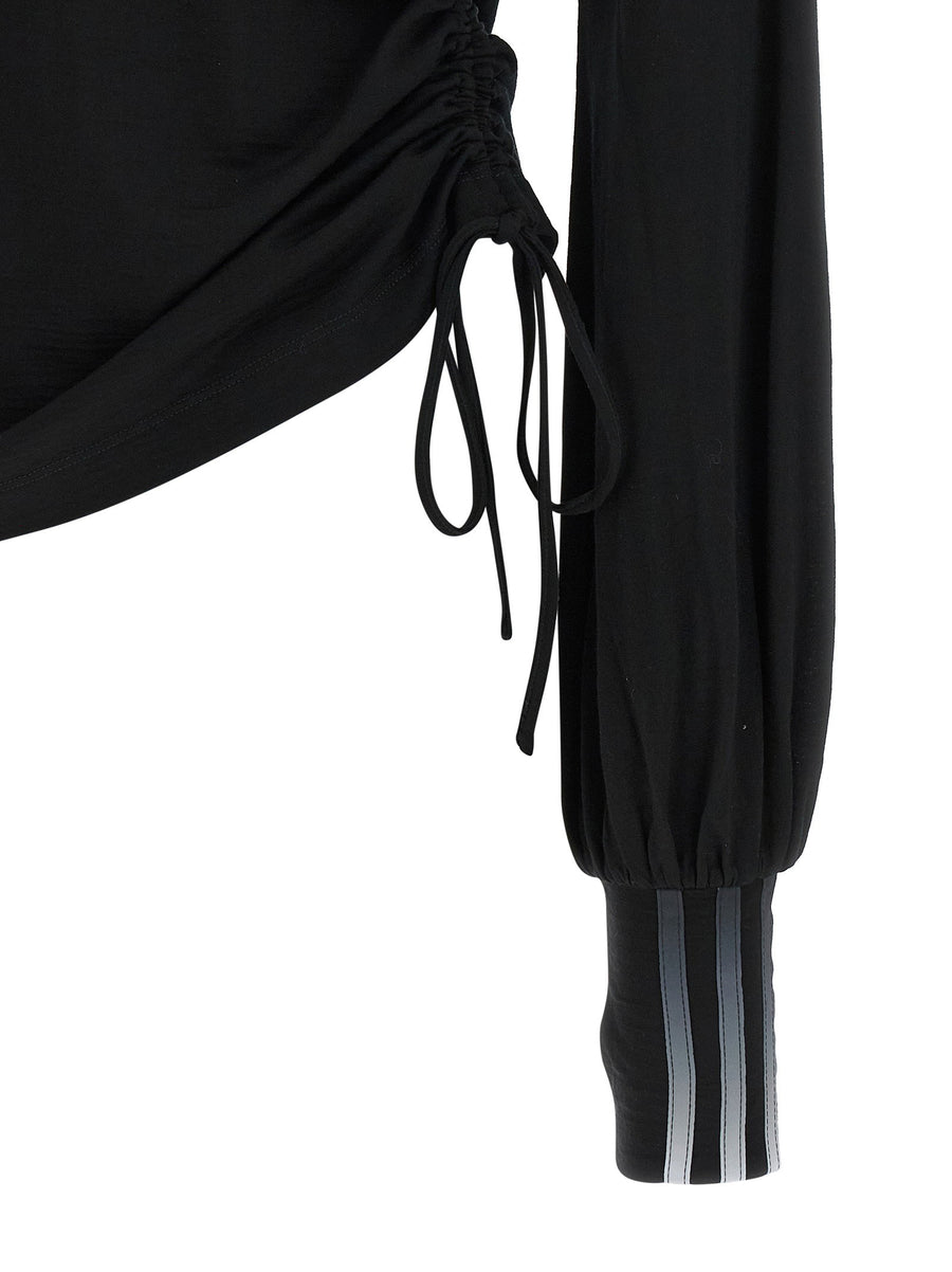 Y-3 Merino Wool T Shirt Draped Silhouette With Asymmetrical Drawstring For Women Luxurious